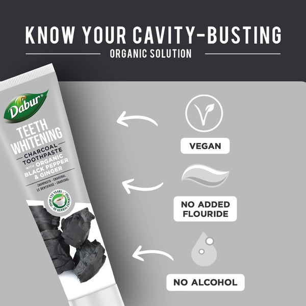 Dabur Teeth Whitening Charcoal Toothpaste 100ml - Afro Hair Boutique