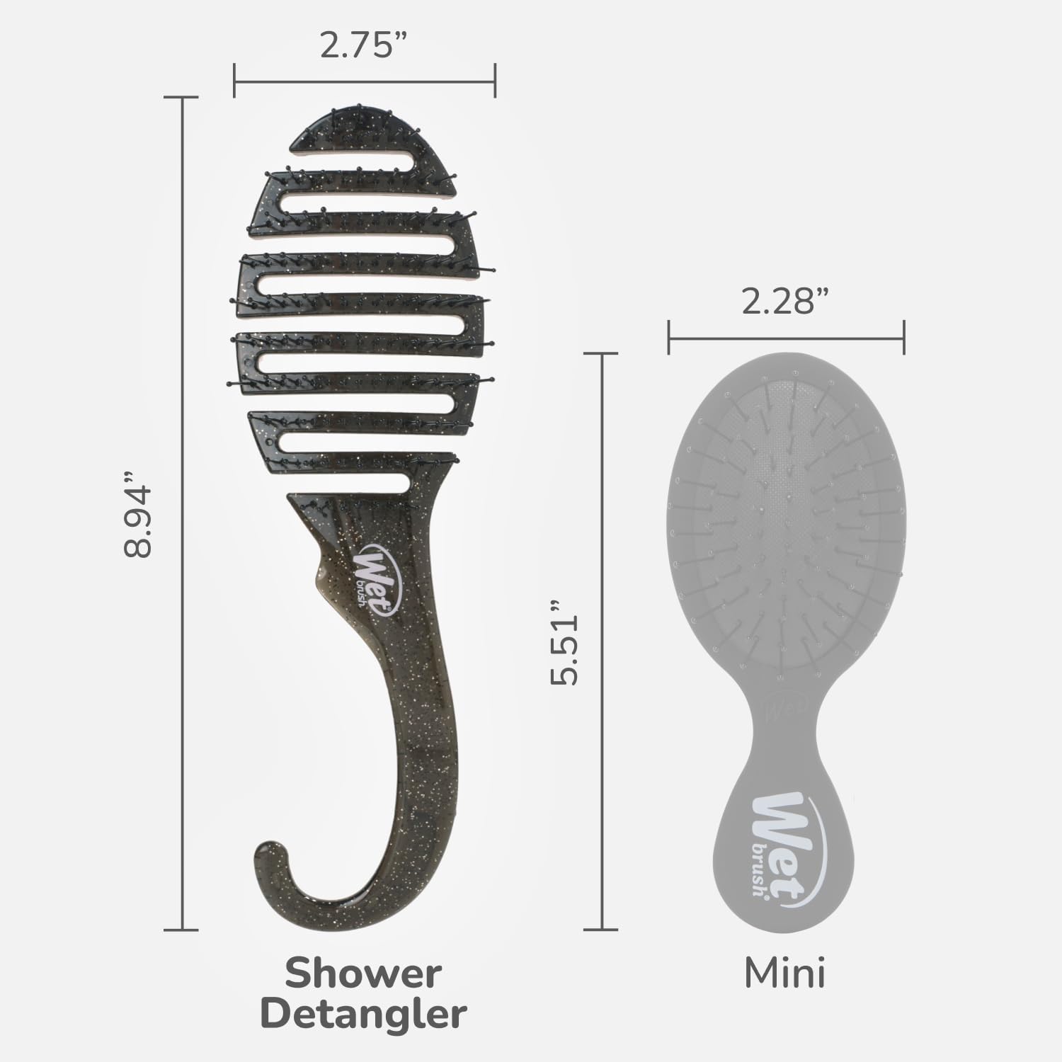 Wet Brush Shower Detangler Brush Black Glitter