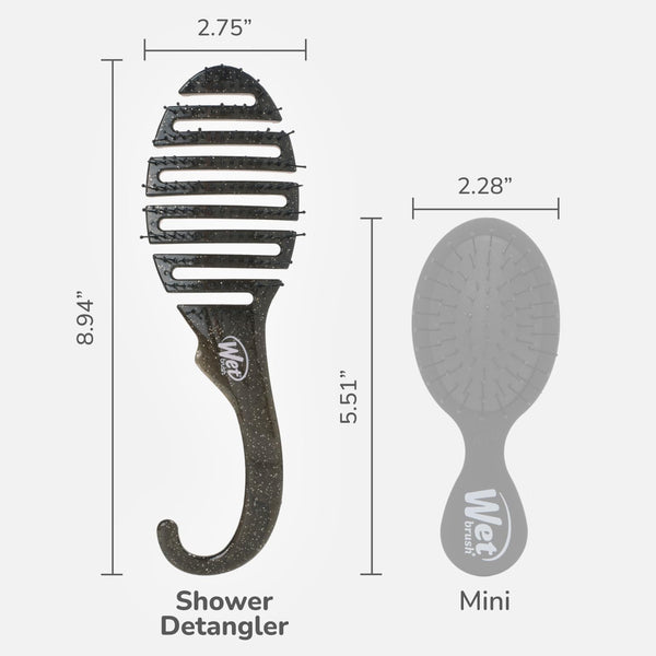 Wet Brush Shower Detangler Brush Black Glitter
