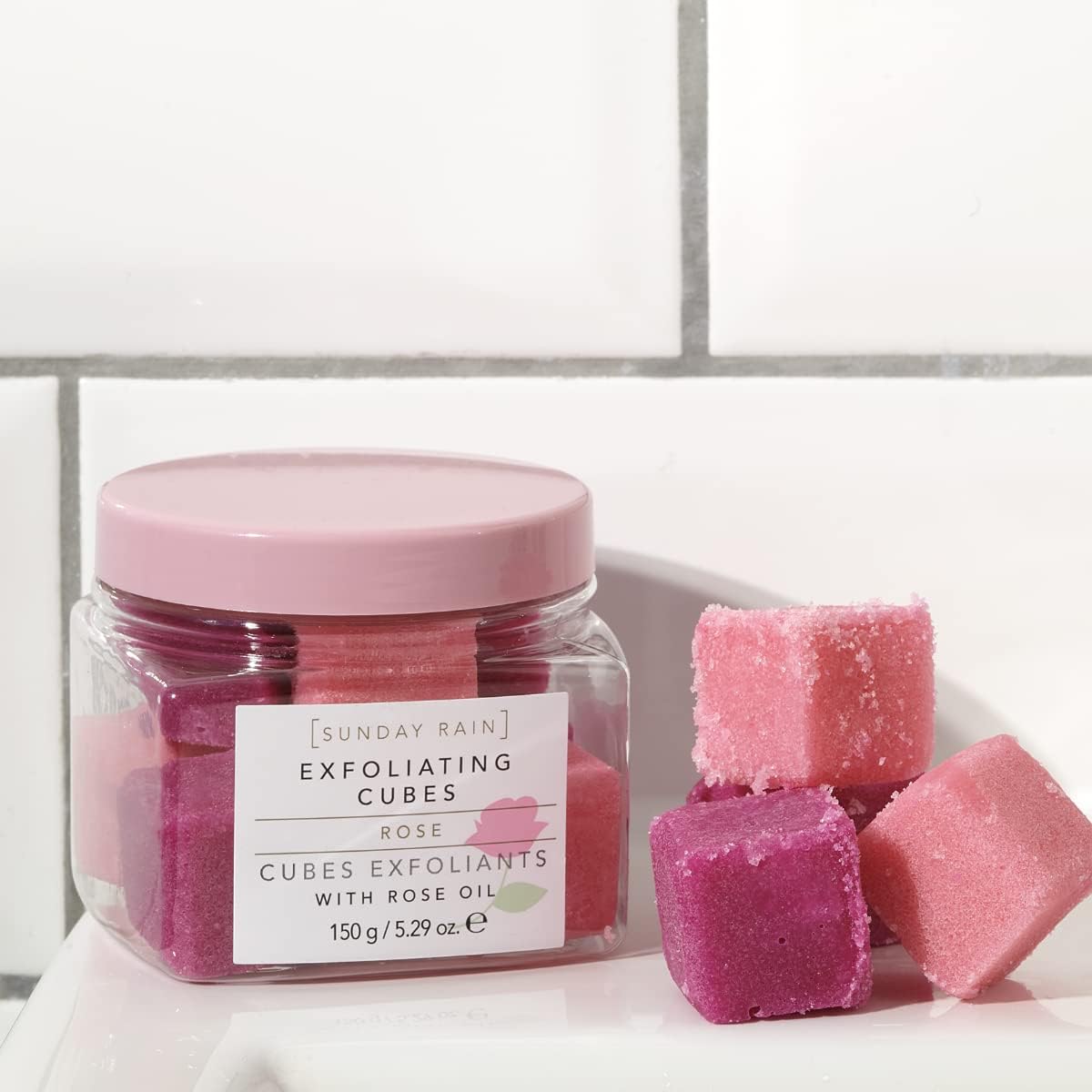 Sunday Rain Rose Exfoliating Cubes 150g