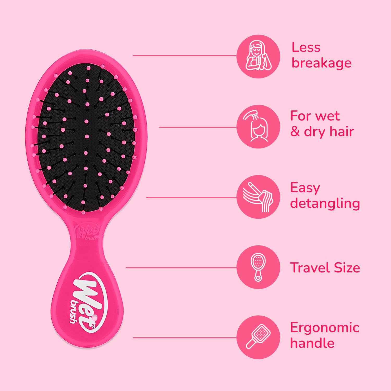 Wet Brush Mini Detangler Brush Pink