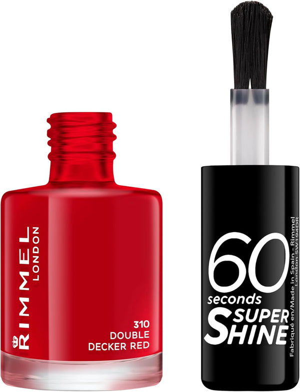 Rimmel 60 Seconds Super Shine Nail Polish 310 Double Decker Red 8ml - Afro Hair Boutique