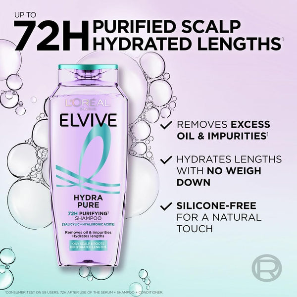 Loreal Elvive Hydra Pure 72H Purifying Shampoo 250ml - 400ml / 700ml - Afro Hair Boutique