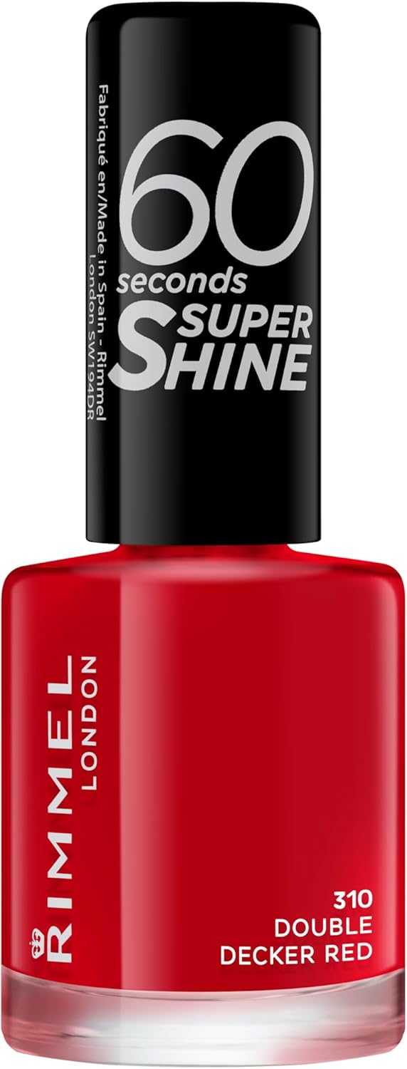 Rimmel 60 Seconds Super Shine Nail Polish 310 Double Decker Red 8ml - Afro Hair Boutique
