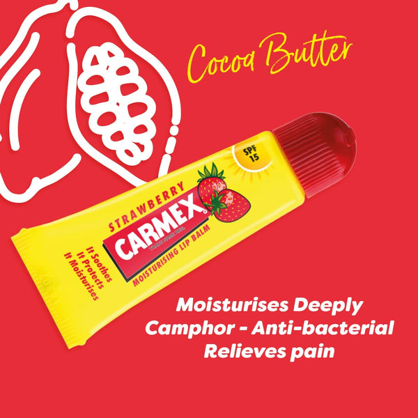 Carma Laboratories Carmex Moisturising Lip Balm Tube Strawberry 10g - Afro Hair Boutique