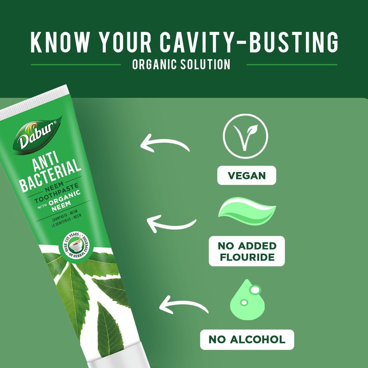 Dabur Antibacterial Organic Neem Toothpaste 100ml