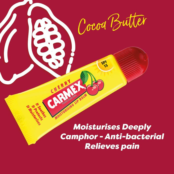 Carma Laboratories Carmex Moisturising Lip Balm Tube Cherry 10g - Afro Hair Boutique
