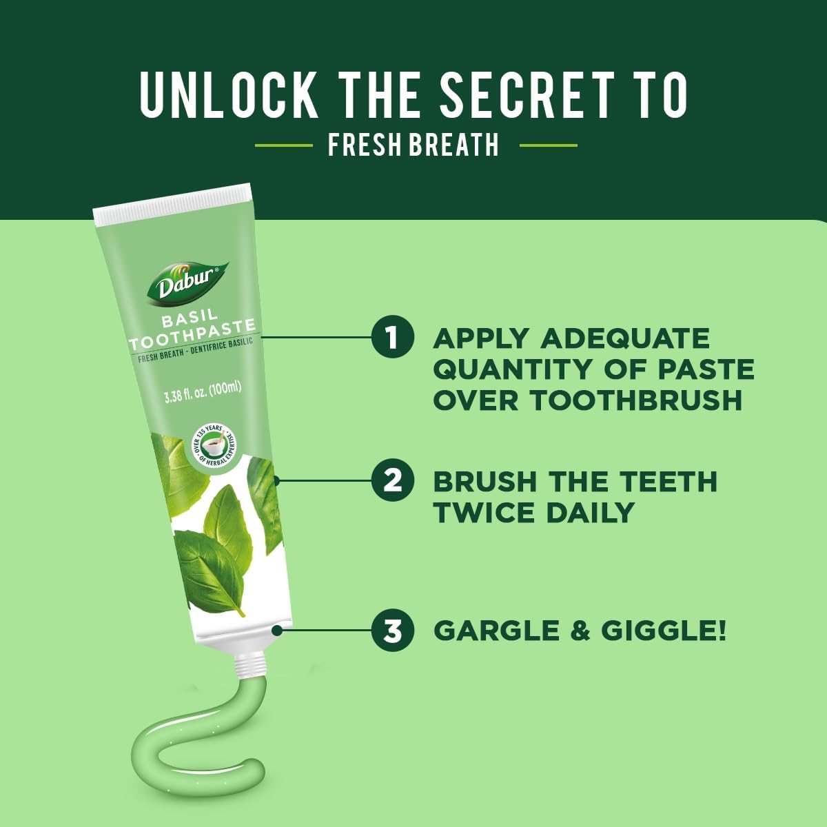 Dabur Fresh Breath Organic Basil Toothpaste 100ml