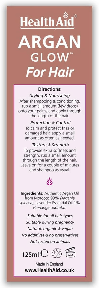 Health Aid Argan Glow Oil For Hair With Lavender 125ml