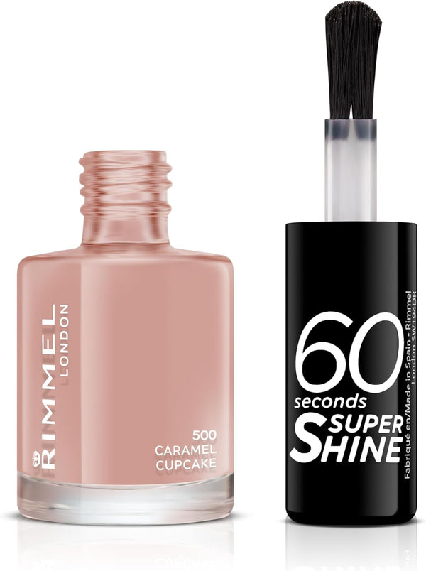 Rimmel 60 Seconds Super Shine Nail Polish 500 Caramel Cupcake 8ml - Afro Hair Boutique