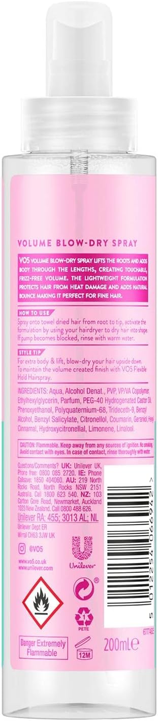 VO5 Volume Blow Dry Spray 200ml - Afro Hair Boutique