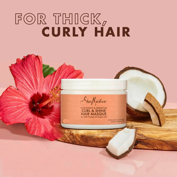 Shea Moisture Coconut And Hibiscus Curl And Shine Hair Masque 340g - Afro Hair Boutique