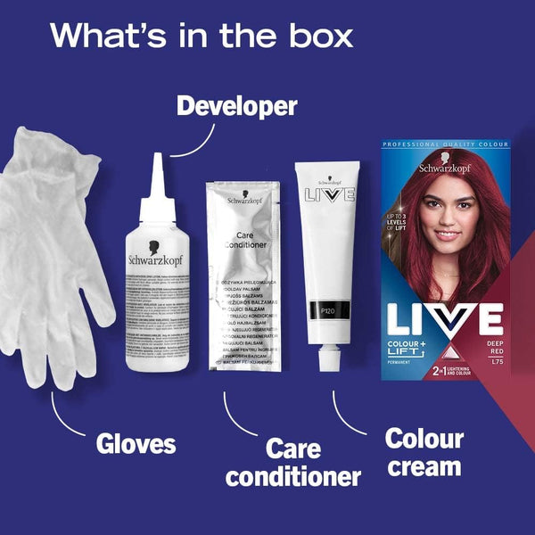 Schwarzkopf Live Colour Plus Lift Permanent Hair Colour Deep Red L75 - Afro Hair Boutique