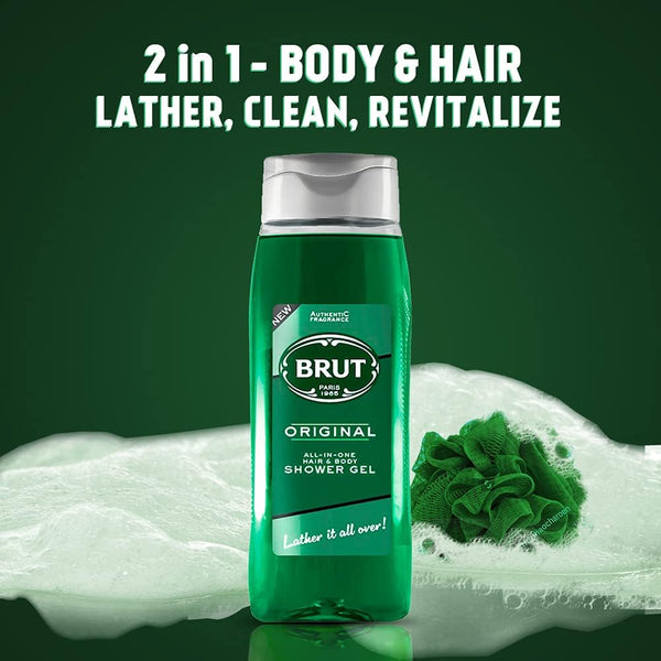Brut Original All In One Hair And Body Shower Gel 500ml - Afro Hair Boutique