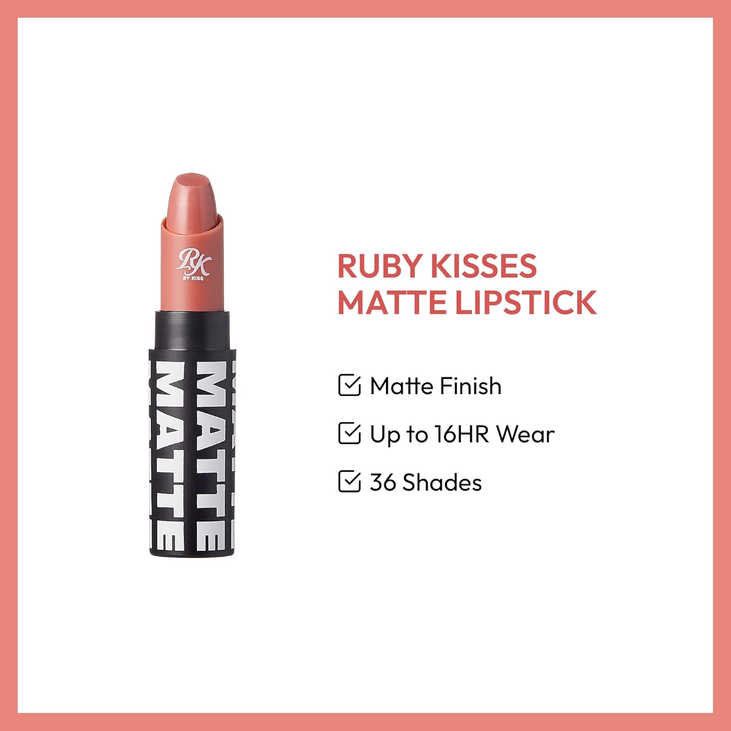 RK By Kiss Matte Lipstick RMLS02 Nude Rose 3.5g