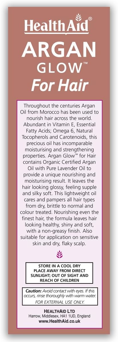 Health Aid Argan Glow Oil For Hair With Lavender 125ml
