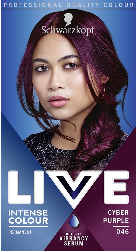 Schwarzkopf Live Intense Permanent Colour Hair Dye & Serum, 046 Cyber Purple - Afro Hair Boutique