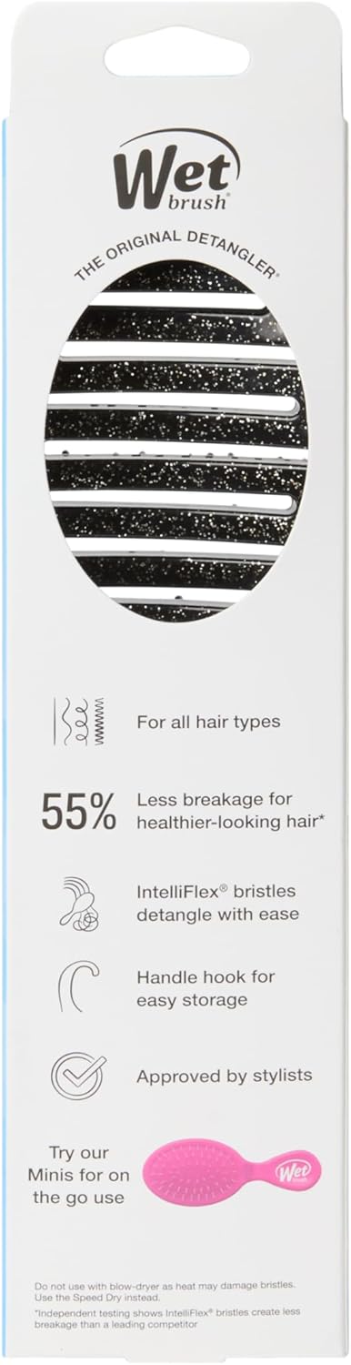 Wet Brush Shower Detangler Brush Black Glitter