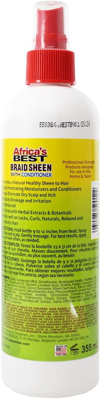 Africas Best Braid Sheen Spray With Conditioner 355ml - Afro Hair Boutique