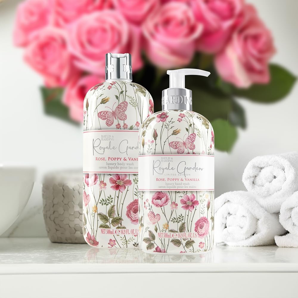 Baylis And Harding Royale Garden Rose Poppy And Vanilla Luxury Body Wash 500ml