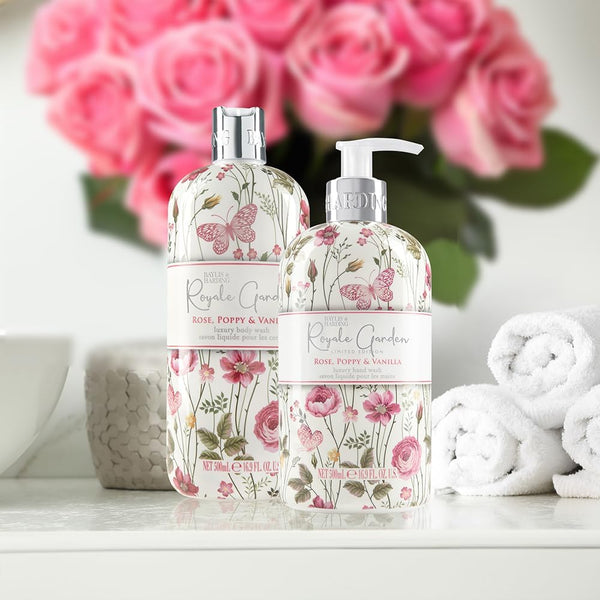 Baylis And Harding Royale Garden Rose Poppy And Vanilla Luxury Body Wash 500ml - Afro Hair Boutique