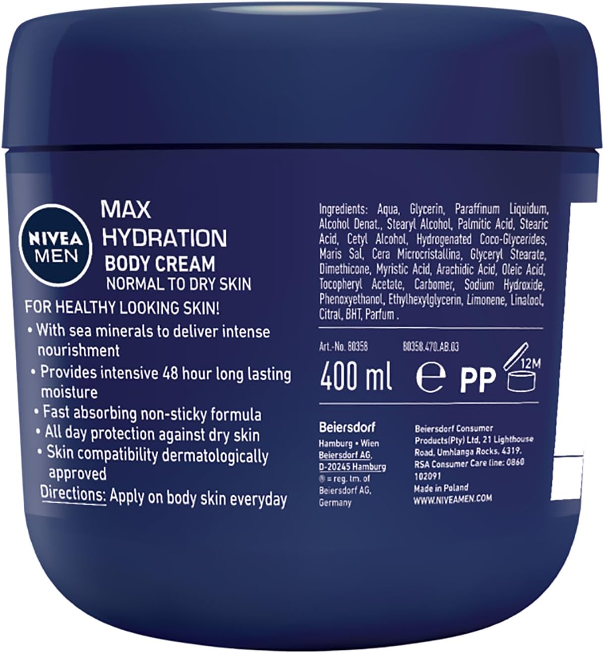 Nivea Men Maximum Hydration Body Cream 400ml