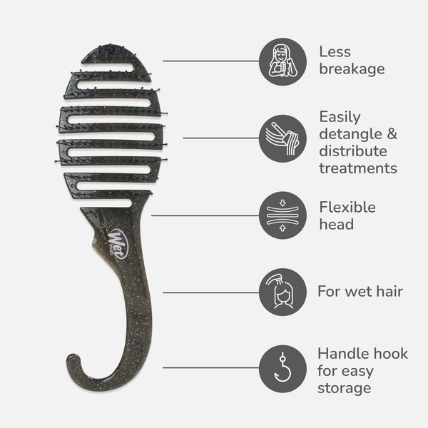 Wet Brush Shower Detangler Brush Black Glitter