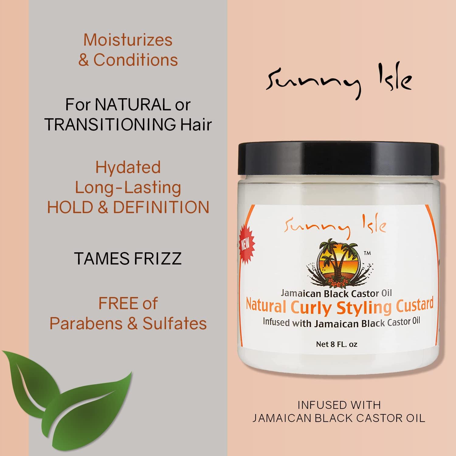 Sunny Isle Jamaican Black Castor Oil Natural Curly Styling Custard 8oz