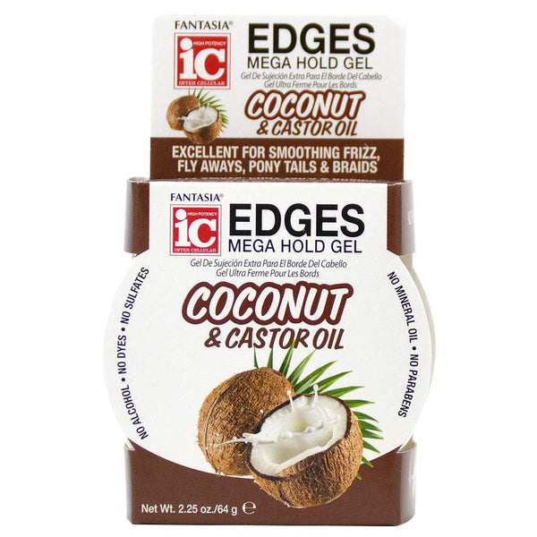 Fantasia Edges Mega Hold Gel Coconut And Castor Oil 64g - Afro Hair Boutique