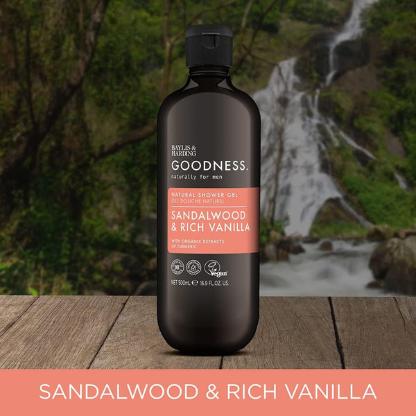 Baylis & Harding Goodness Men Sandalwood & Rich Vanilla Natural Shower Gel 500ml