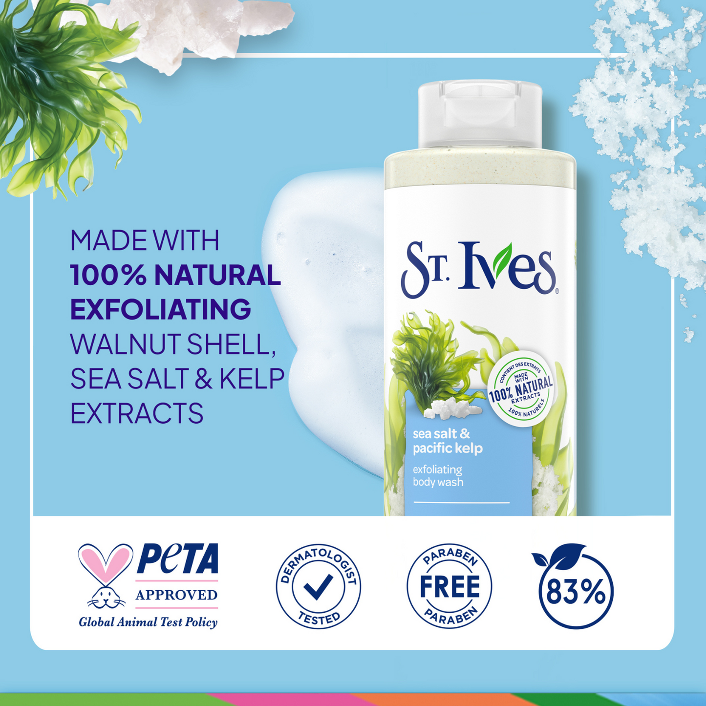 St Ives Sea Salt And Pacific Kelp Exfoliating Body Wash 450ml