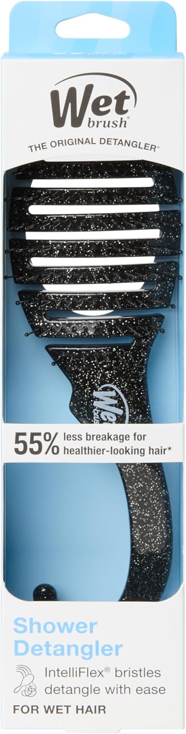 Wet Brush Shower Detangler Brush Black Glitter