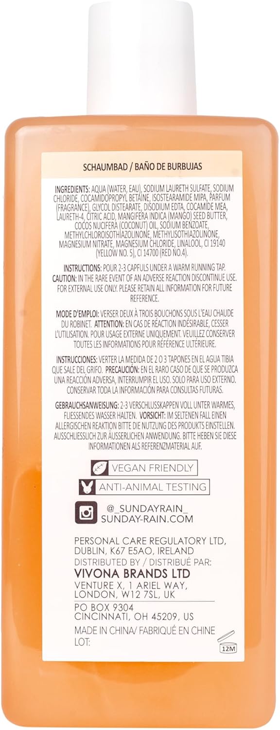 Sunday Rain Mango And Coconut Bubble Bath 450ml / 650ml