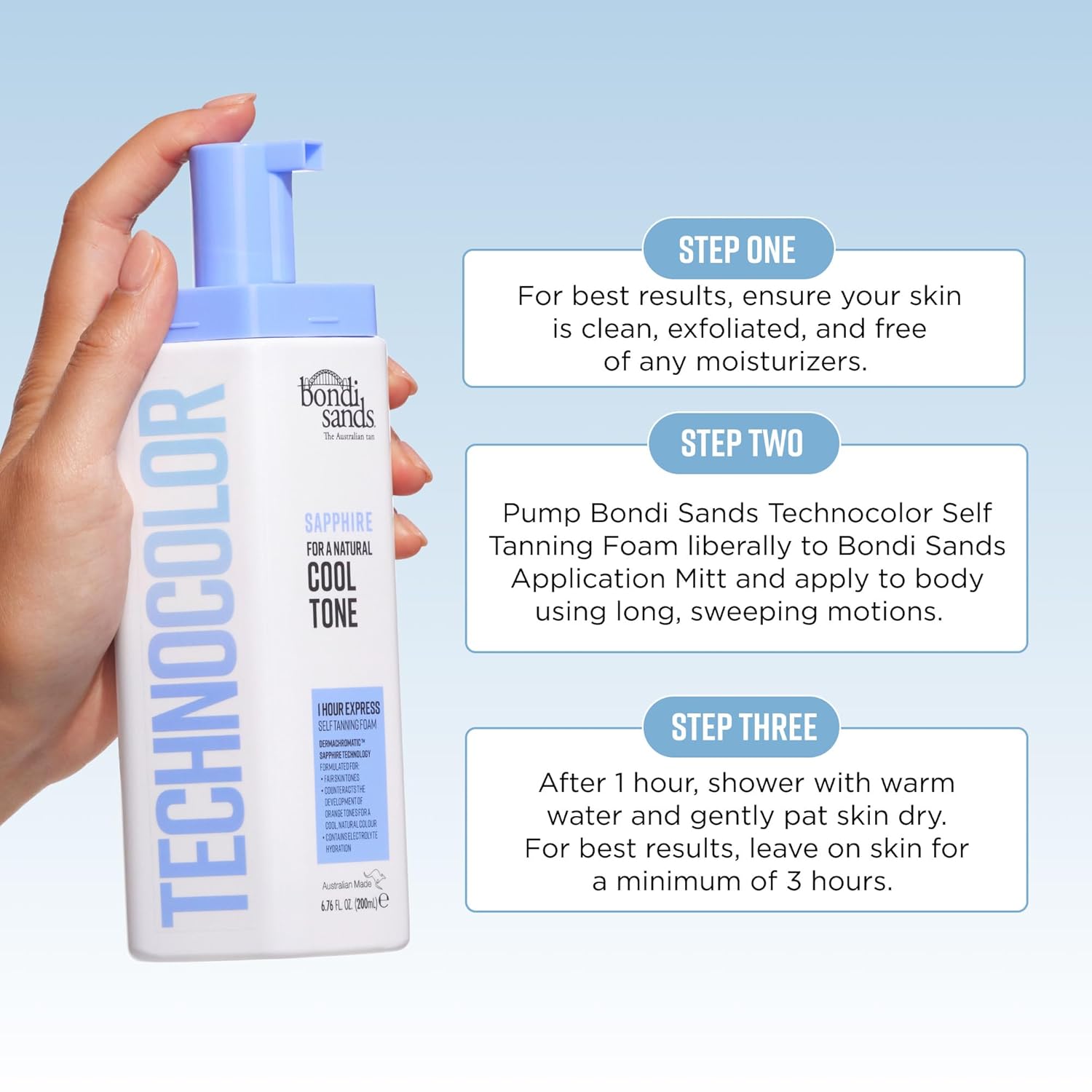 Bondi Sands Technocolor 1 Hour Express Self Tanning Foam Sapphire 200ml