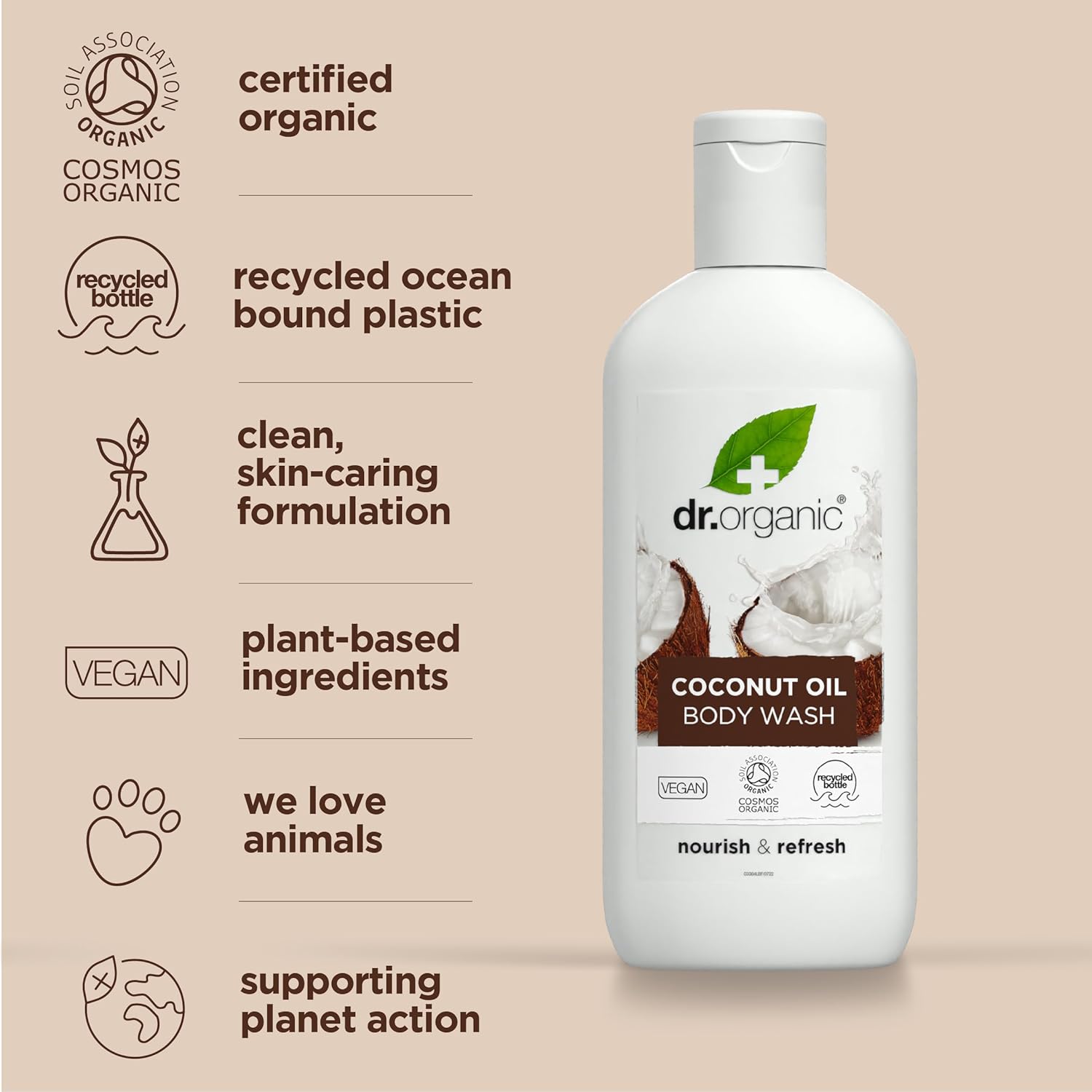 Dr Organic Organic Coconut Oil Body Wash 250ml