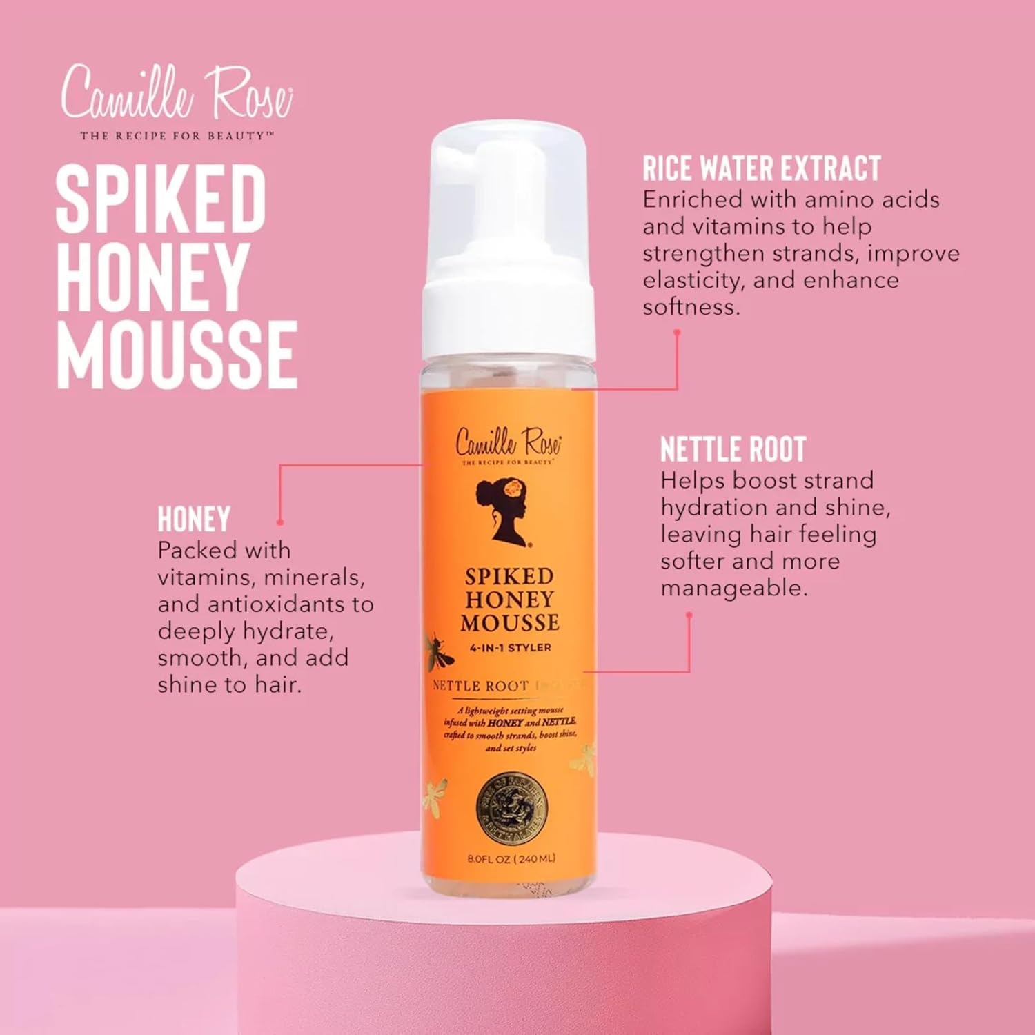 Camille Rose Naturals Camille Rose Spiked Honey 4 In 1 Styler Mousse 240ml