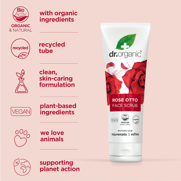 Dr Organic Bioactive Skincare Organic Rose Otto Face Scrub 125ml