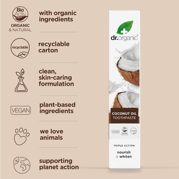 Dr Organic Organic Coconut Oil Toothpaste 100ml - Afro Hair Boutique