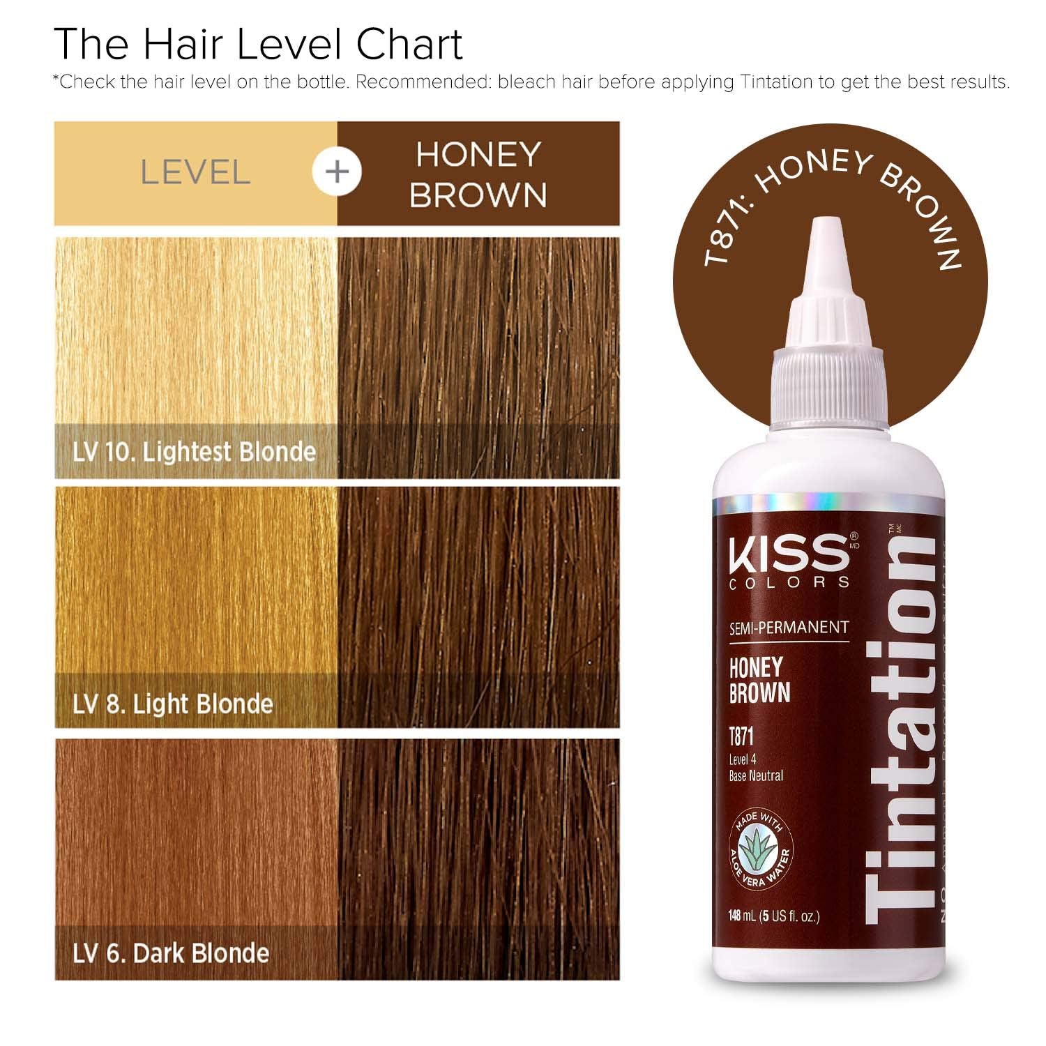 Kiss Products Kiss Colors Tintation Semi Permanent Honey Brown T871 148ml