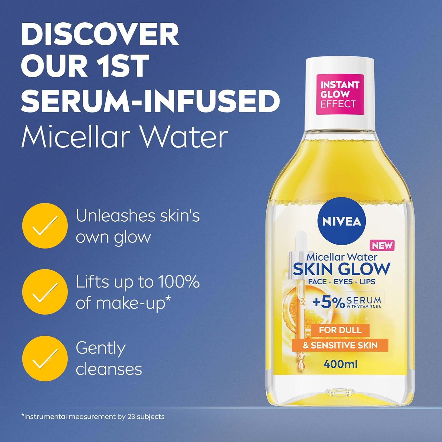 Nivea Micellar Water Skin Glow Face Eye Lips 400ml