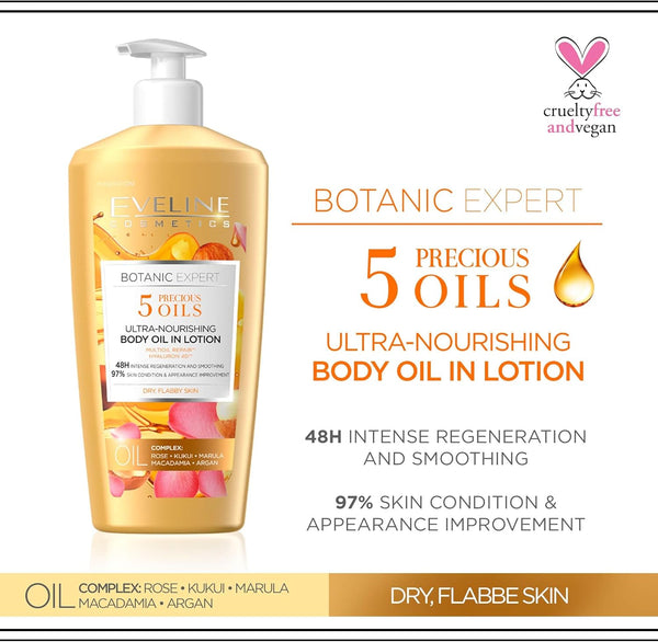 Eveline Botanic Expert 5 Precious Oils Ultra Nourishing Body Oil In Lotion 350ml