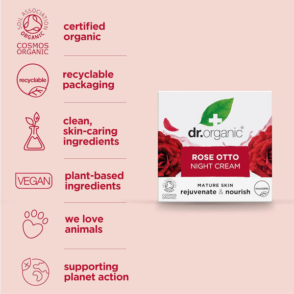 Dr Organic Bioactive Skincare Organic Rose Otto Night Cream 50ml