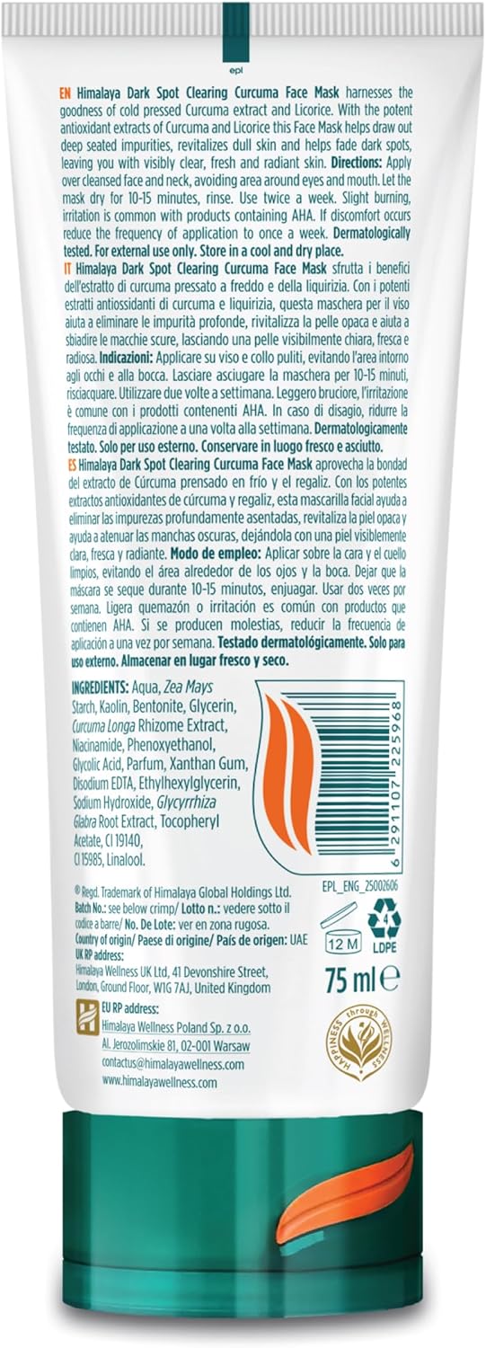 Himalaya Dark Sport Clearing Curuma Face Mask 75ml