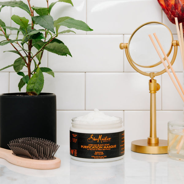 Shea Moisture African Black Soap Bamboo Charcoal Purification Masque 340g /354ml - Afro Hair Boutique