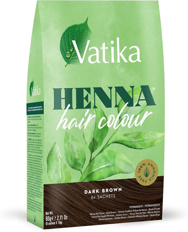 Dabur Vatika Dark Brown Henna Hair Colour Powder | NO AMMONIA - 60g