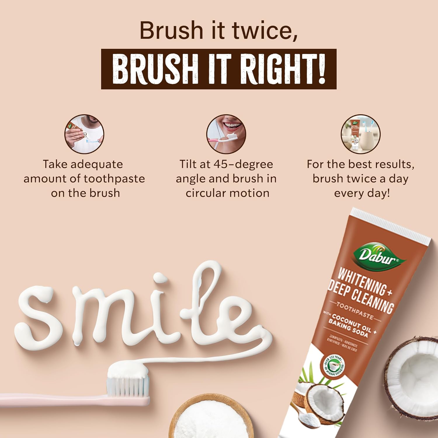 Dabur Whitening Deep Cleansing Coconut Oil And Baking Soda Toothpaste 100ml