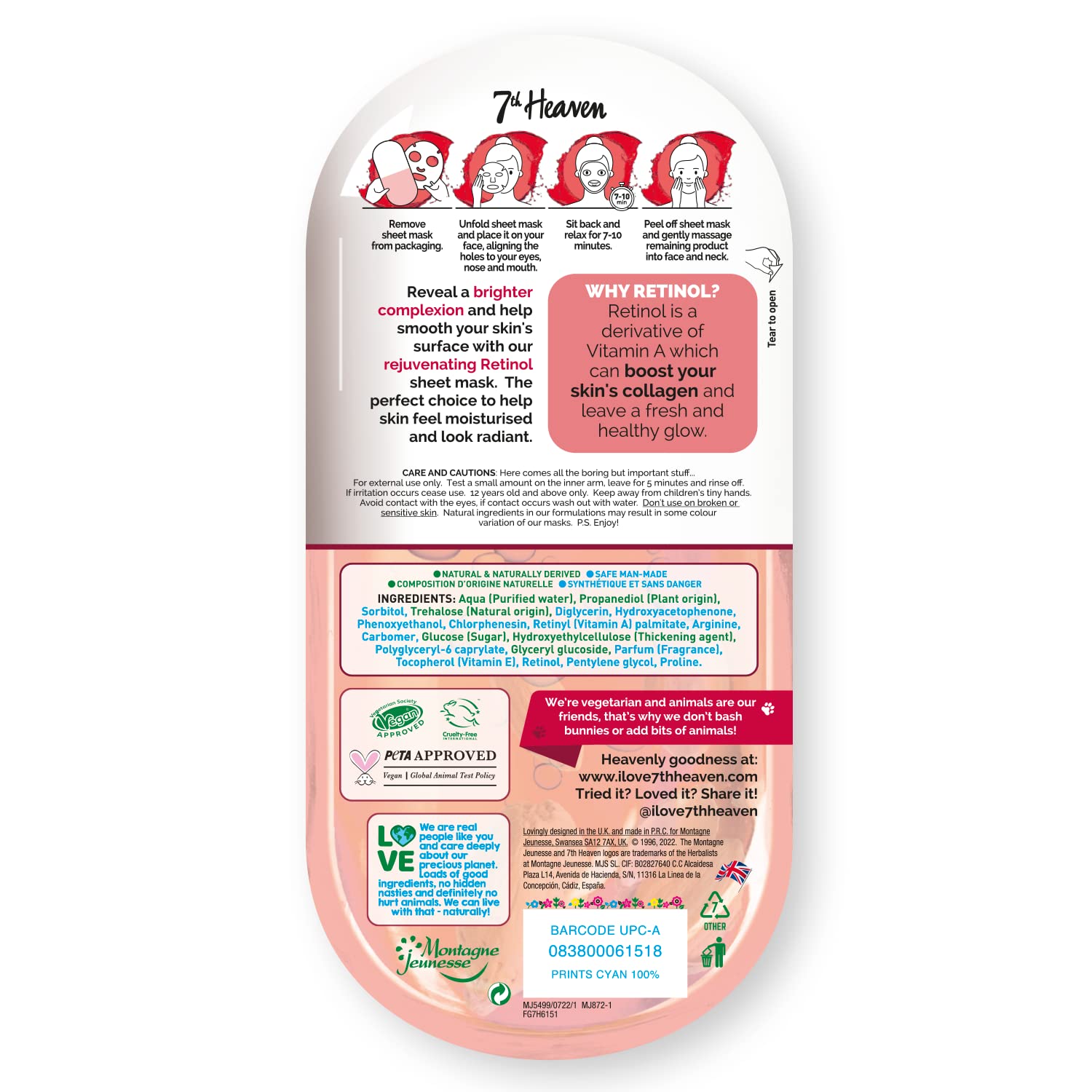 Montagne Jeunesse 7Th Heaven Retinol Rejuvenating Serum Capsule Sheet Mask - Afro Hair Boutique