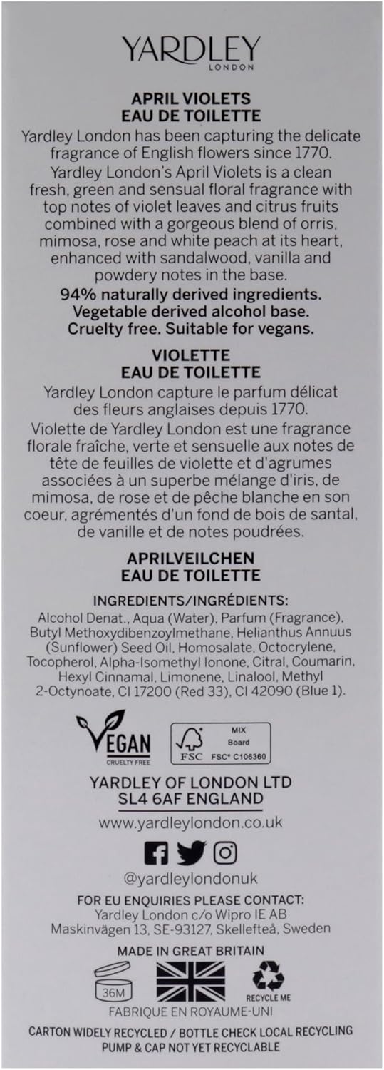 Yardley April Violets Eau De Toilette - Afro Hair Boutique