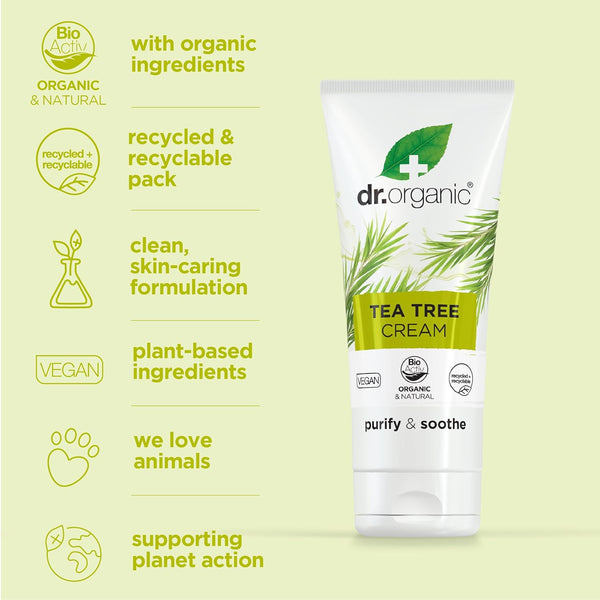 Dr Organic Bioactive Skincare Organic Tea Tree Cream 50ml - Afro Hair Boutique