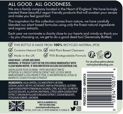 Baylis And Harding Goodness Oud Cedar And Amber Natural Hand Wash 500ml